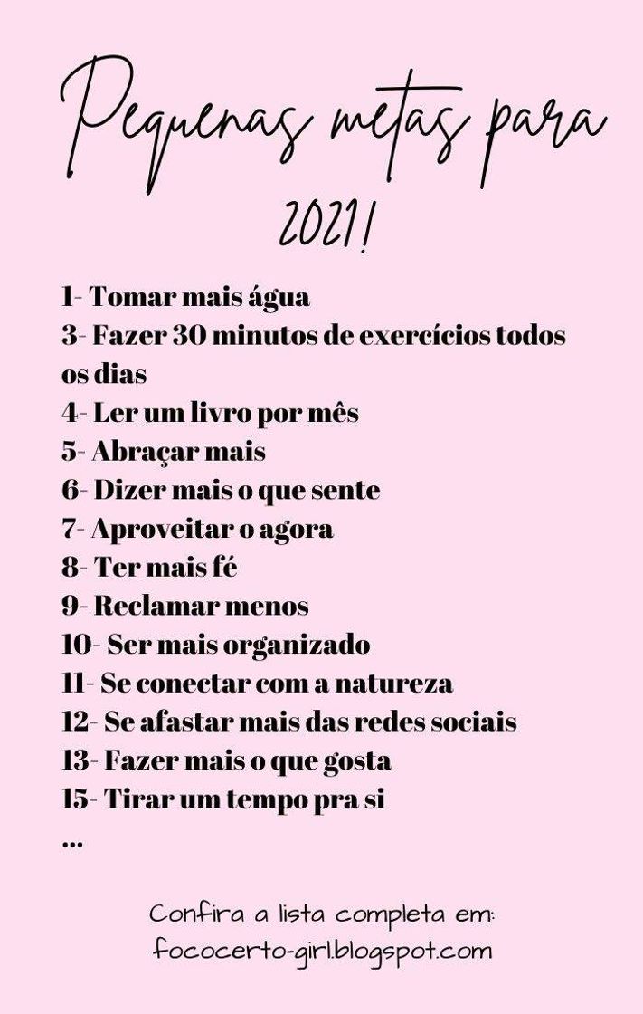 Fashion  Pequena metas 2021