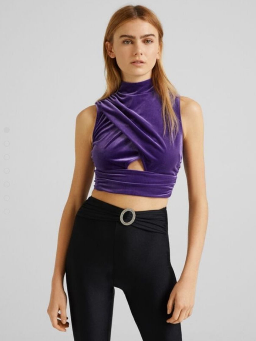 CAMISETA TERCIOPELO ESCOTE DRAPEADO