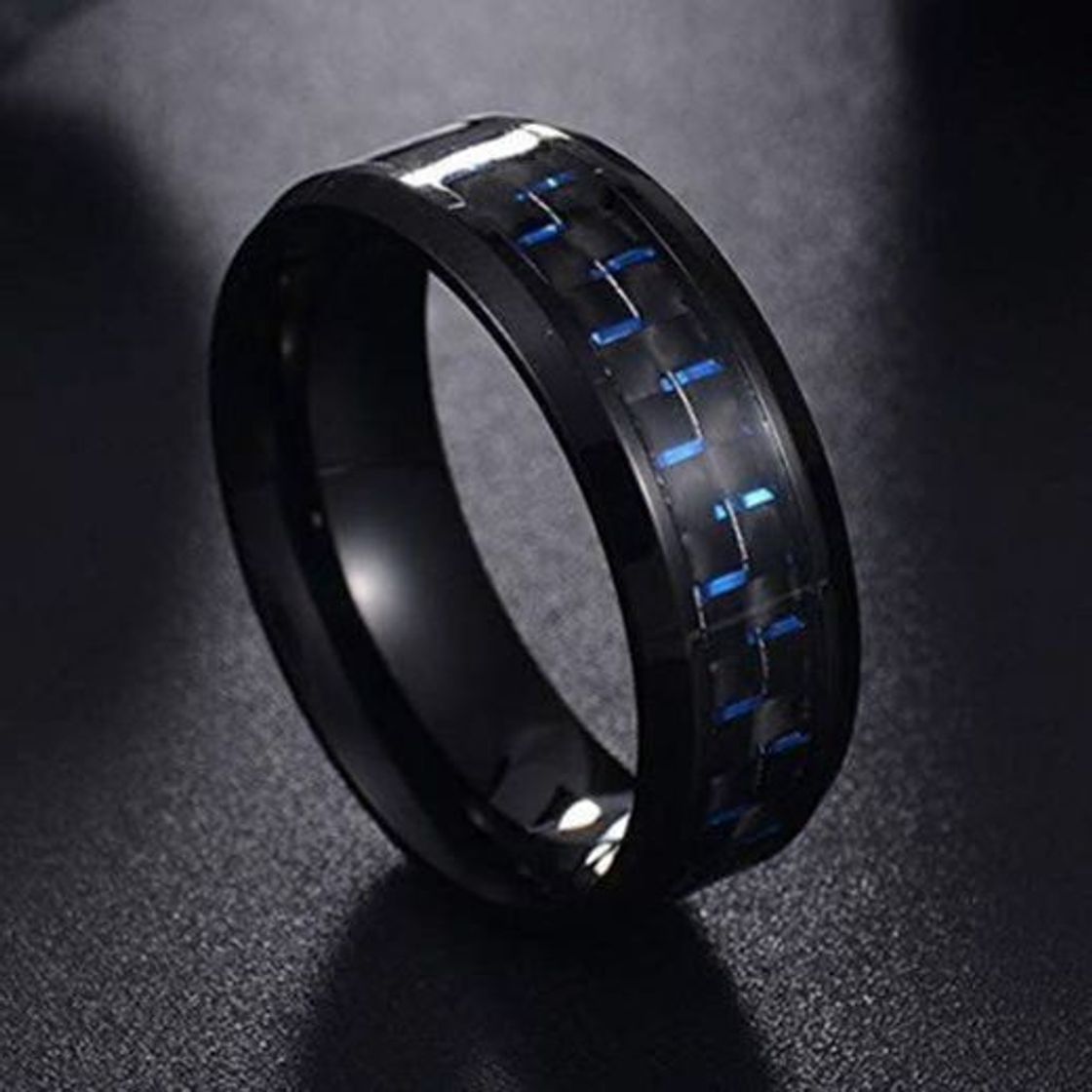 Moda WZYMNJZ Titanio Acero Negro Fibra De Carbono para Hombre Anillos Frescos Moda Rojo Azul Anillo Joyería Anel Masculino