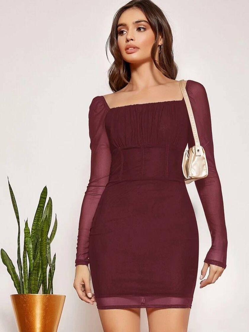 Moda Vestido marrom elegante - SHEIN 