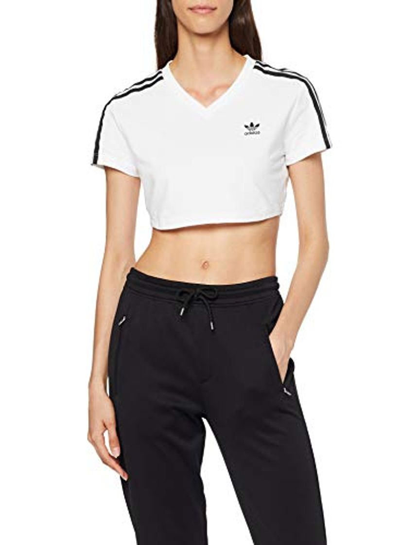 Social adidas Cropped tee Camiseta, Mujer, Blanco