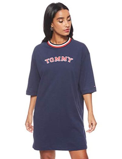 Tommy Hilfiger Cn Dress LS Pijama de una Pieza, Azul