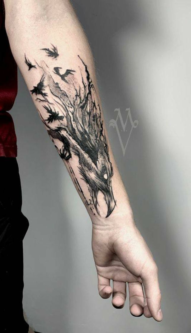 Fashion Tattoo de corvo 