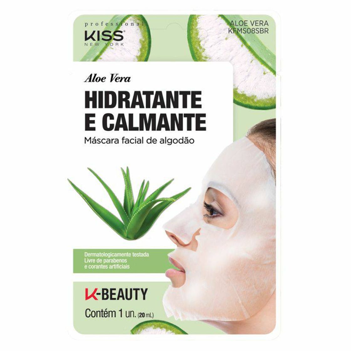 Moda Máscara Facial Kiss NY - Aloe e Vera 