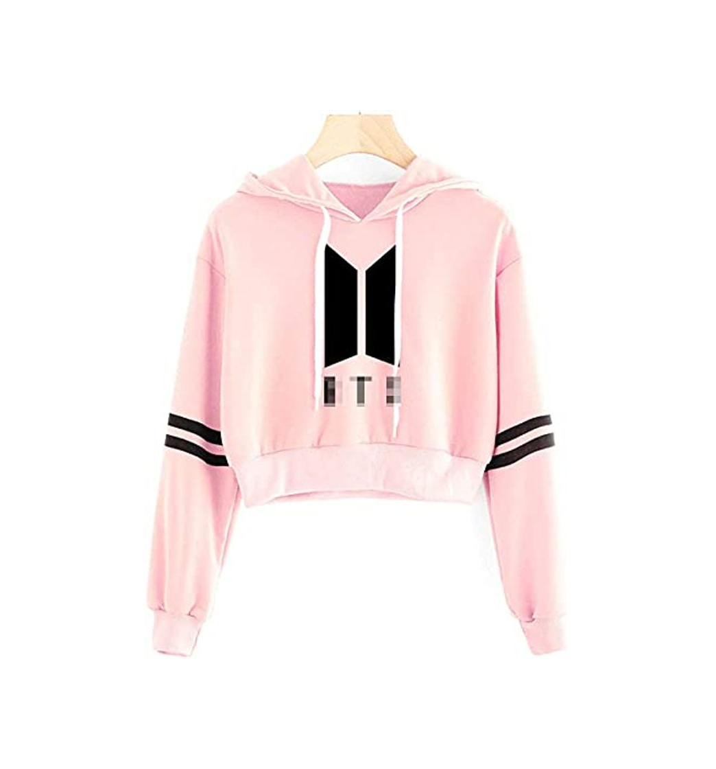 Moda SIMYJOY KPOP Korea Pop Suéter Letras Sudaderas con Capucha Crop Top Sudadera Jersey para Niñas y Mujeres JK97 Pink S