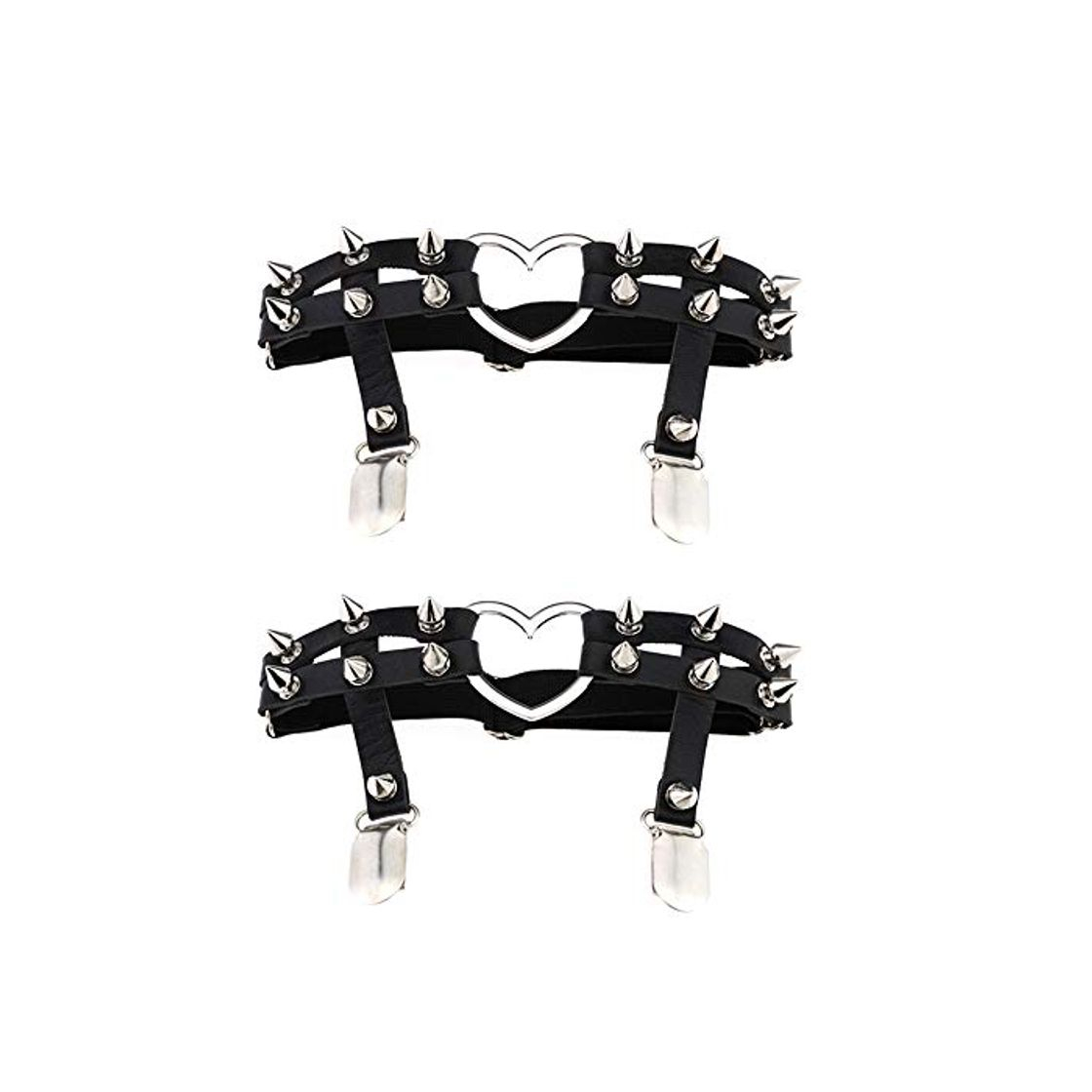 Social Daimay 2PCS Tachonado gótico Anillo de la pierna de ligas del corazón