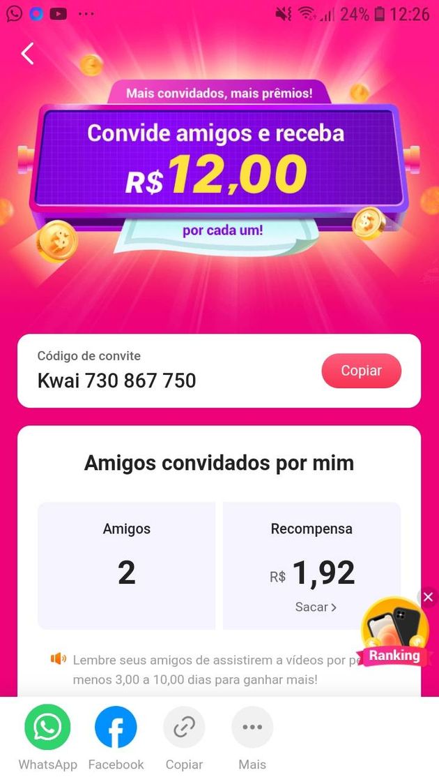 App Ganhe dinheiro convidando seus amigos 