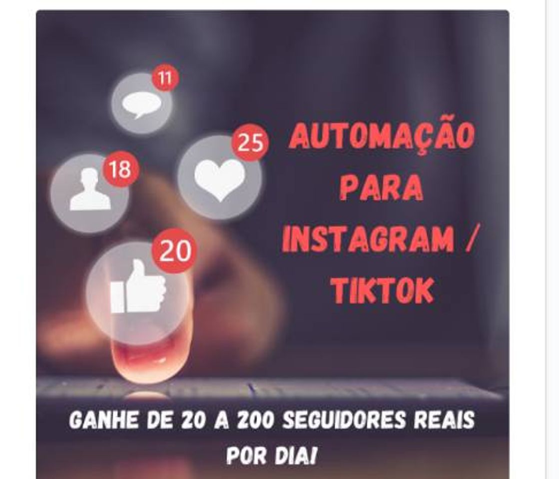 Moda AUTOMATIZAINSTA
Promova sua conta do Instagram e TikTok