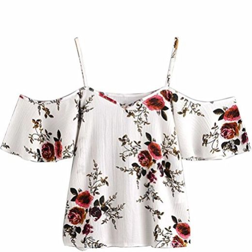 Blusa Sexy Mujer Camisetas sin Mangas de Verano de Mujeres Blusas Florales