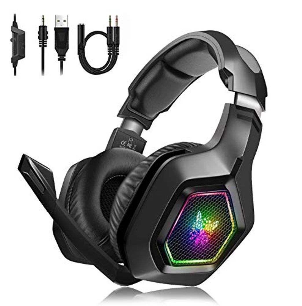 Electrónica Auriculares para Juegos ONIKUMA PS4 Auriculares con Sonido Envolvente con luz LED