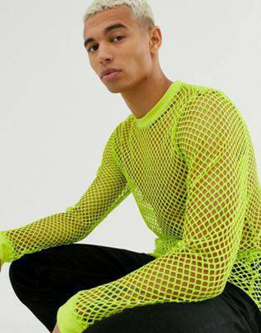 Moda Camisa neon verde de tela