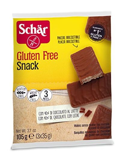 Dr. Schar Snack Barquillo Chocolate - Paquete de 3 x 35 gr