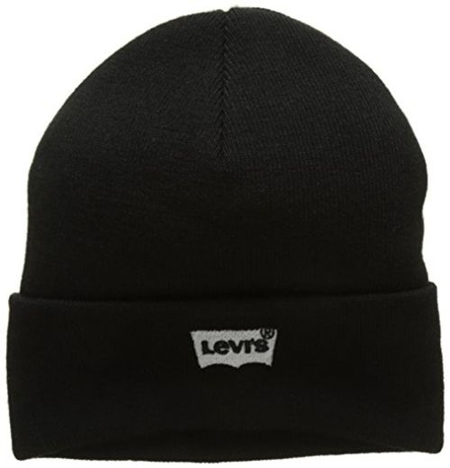 Levi's Batwing Embroidered Slouchy Beanie Gorro de Punto, Negro