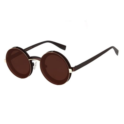 Óculos de Sol Unissex Alok Redondo Layers Dourado OC.MT ...