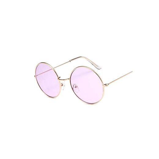 MissLi Gafas De Sol Retro Redondas Rosas para Mujer, Gafas De Sol