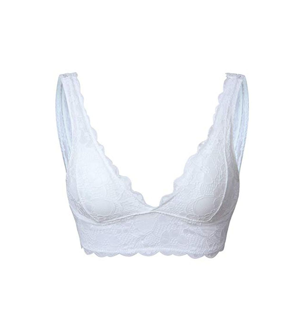 Moda YIANNA Mujer Bralette Sujetador Encaje con Relleno Retirable Sujetadores sin Aro Push