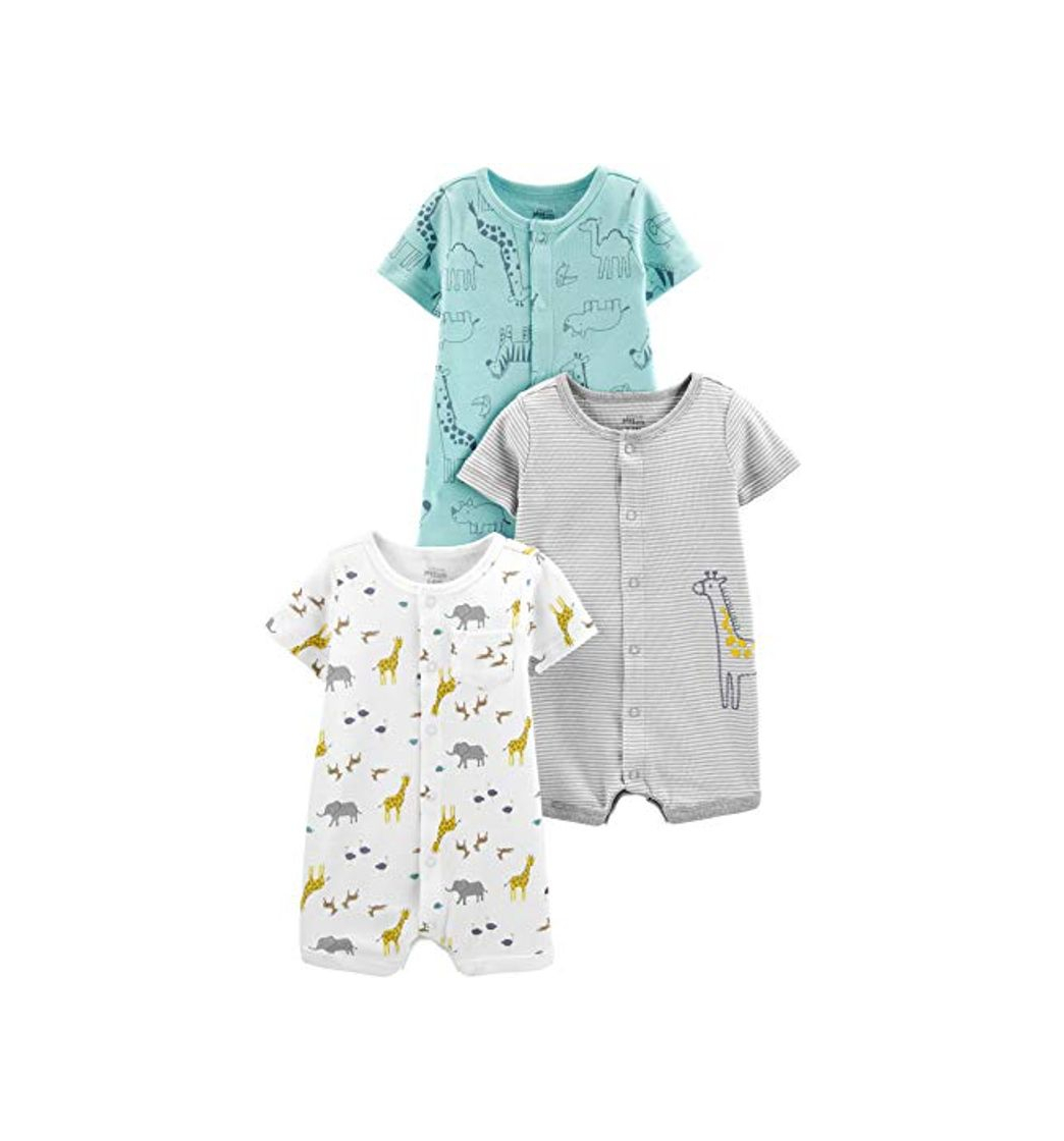 Moda Simple Joys by Carter's 3-Pack Snap-up Rompers Infant-and-Toddler-Bodysuit-Footies, Estampado de Jirafa