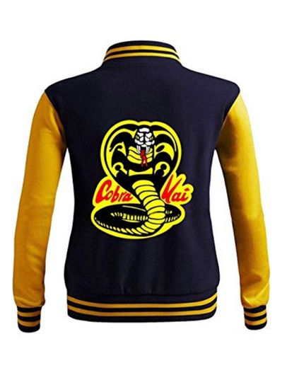 Fashion_First Cobra Kai Moletom Karate Kid Varsity Letterman Bomber Chaqueta para hombre