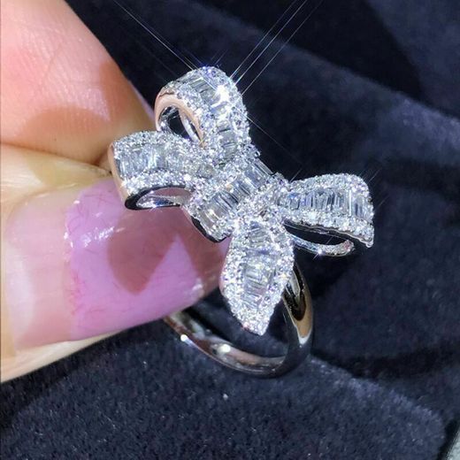 Sparkle White Gems Silver Selected Engagement Finger Ring