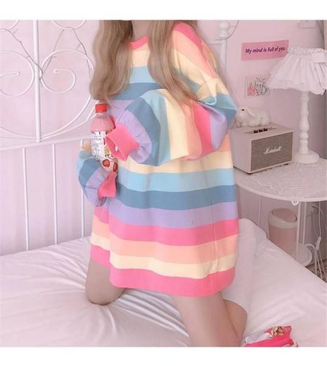 Korean Pastel Soft Girl Rainbow Tee