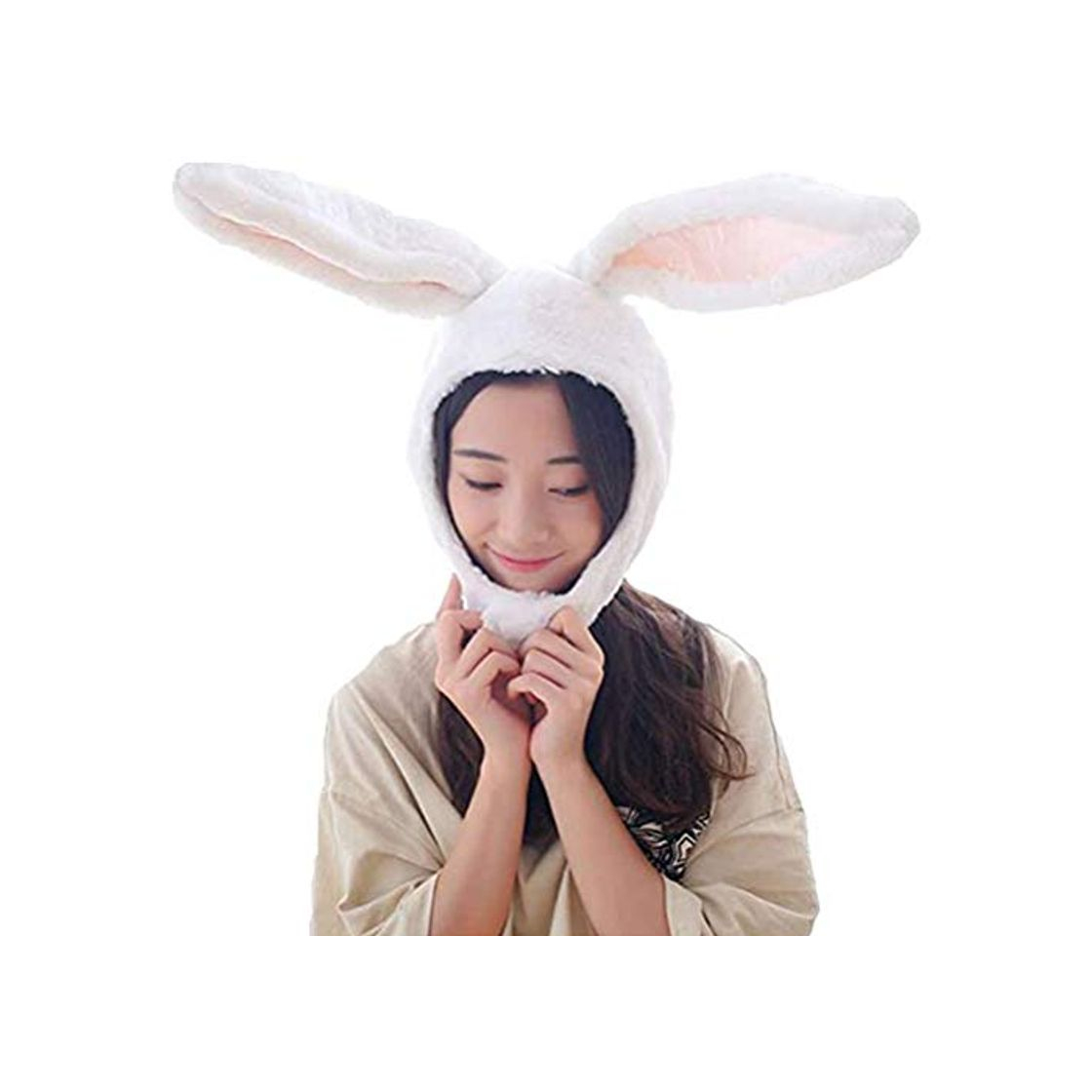 Fashion Plush Rabbit Headband Ears Hoops White Bunny Ears Headdress for Girls