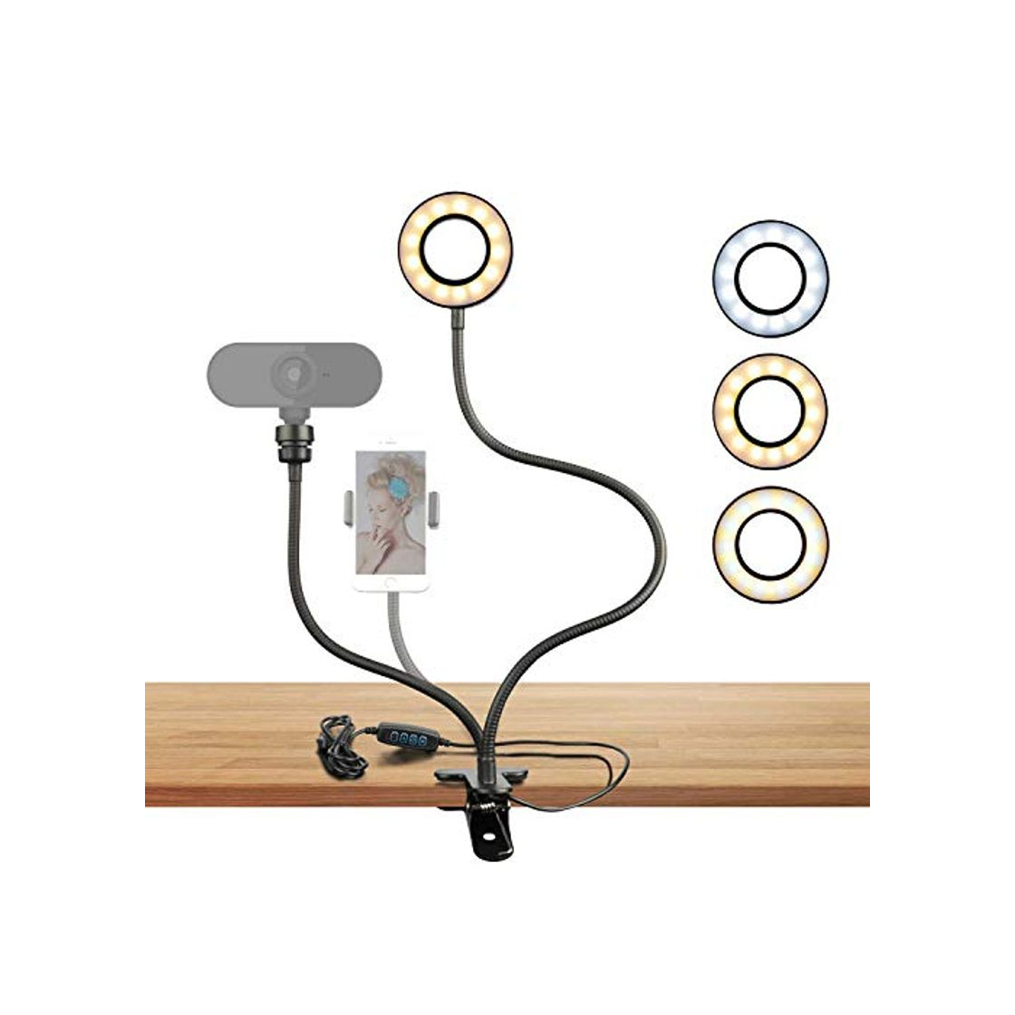 Producto inRobert Webcam Ring Light Stand para Live Stream Selfie Ring Fill Light