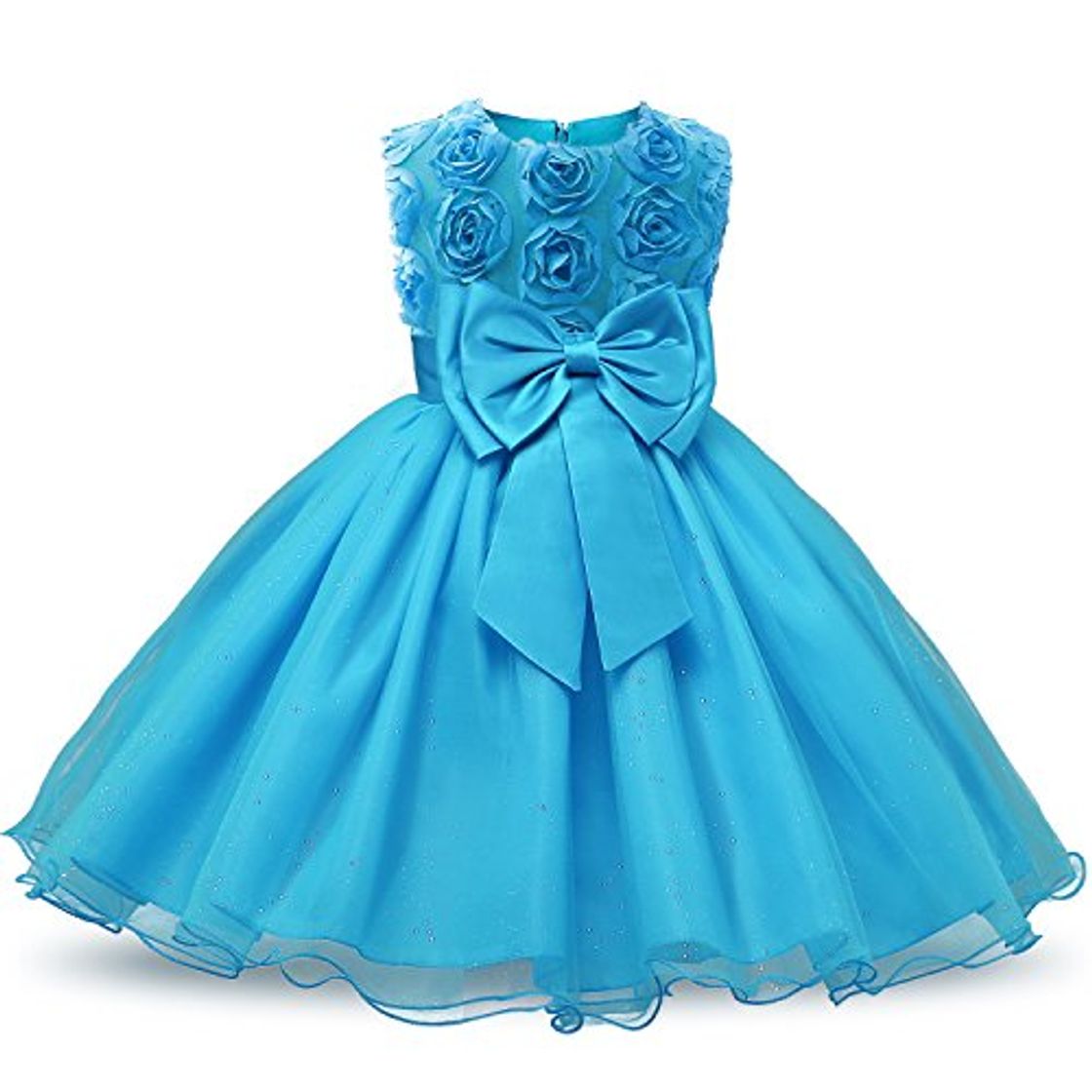 Moda NNJXD Vestido de Fiesta de Princesa con Encaje de Flor de 3D