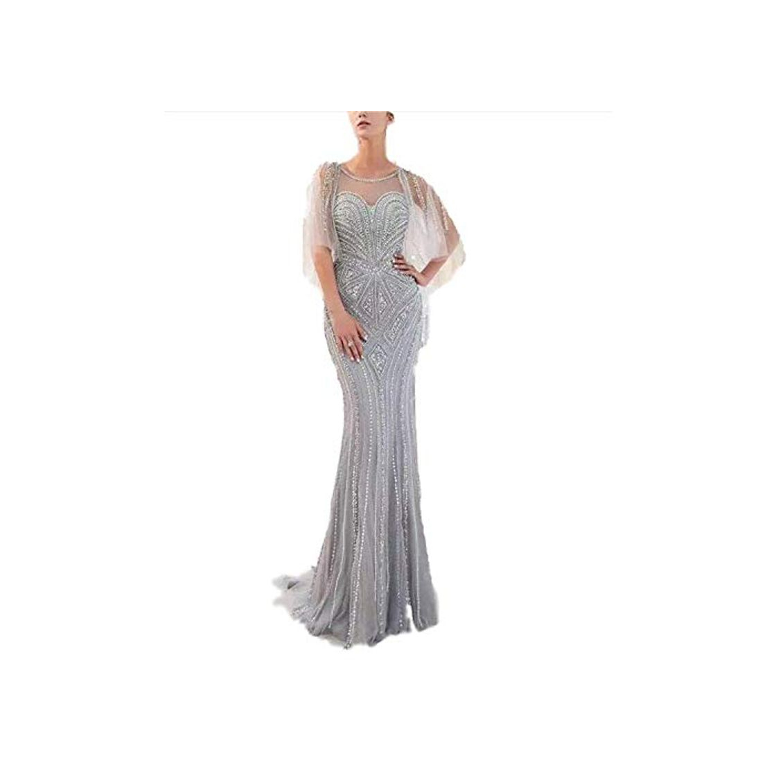 Social Vestido de Cuello Redondo Brote de Seda Chal Mantón Fiesta Boda Nupcial