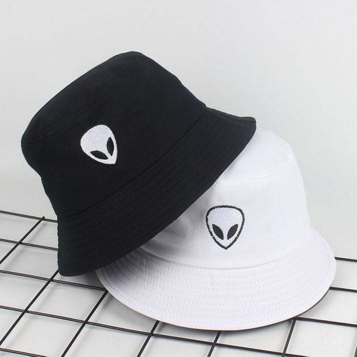 Unisex Embroidered Alien Foldable Bucket Hat Beach Sun Hat S
