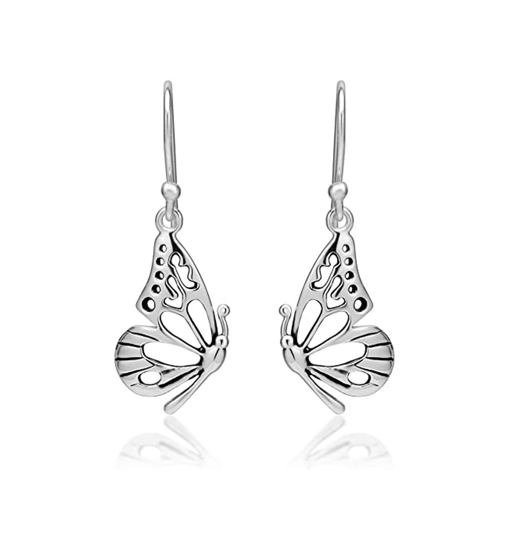 Moda Qings Mariposa Aros Pendientes Plata de Ley 925