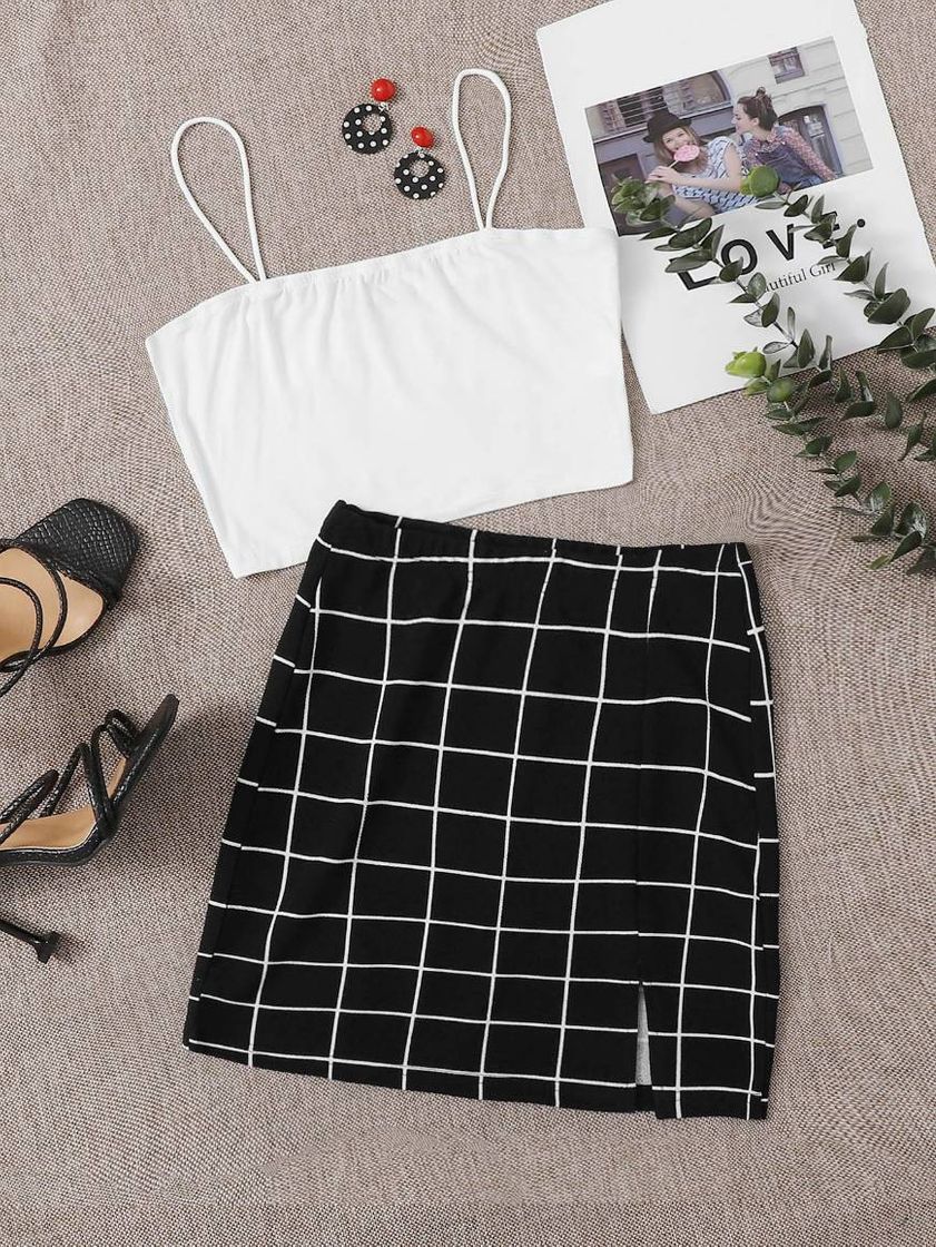 Moda Conjunto saia e cropped shein✨