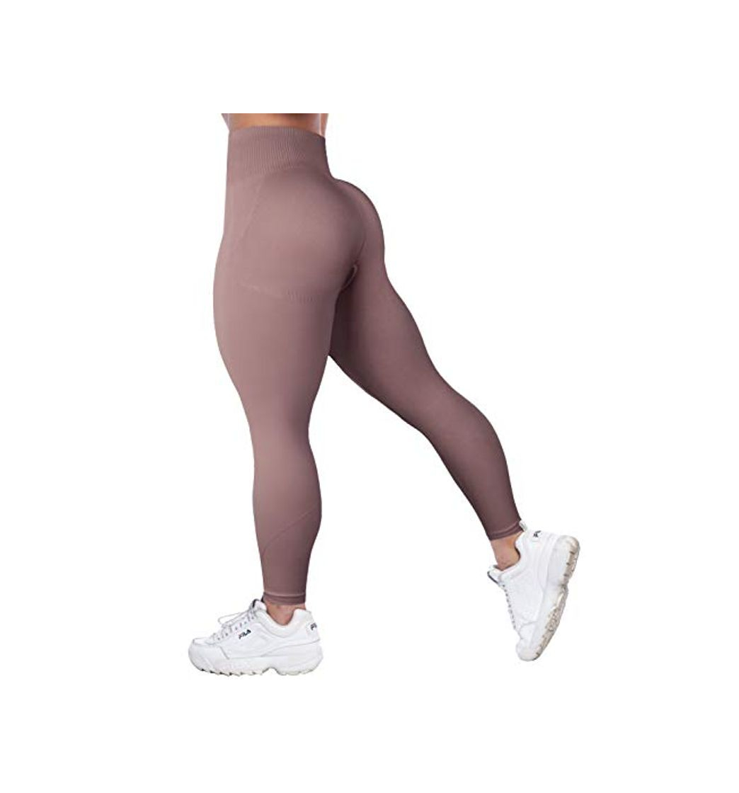 Fashion COMFREE Leggings opacos sin Costuras Leggings Deportivos para Mujer TIK Tok Leggings anticelulíticos Pantalones de Yoga Mallas para Correr Leggings Deportivos de Cintura Alta Butt Leggings Marrón M