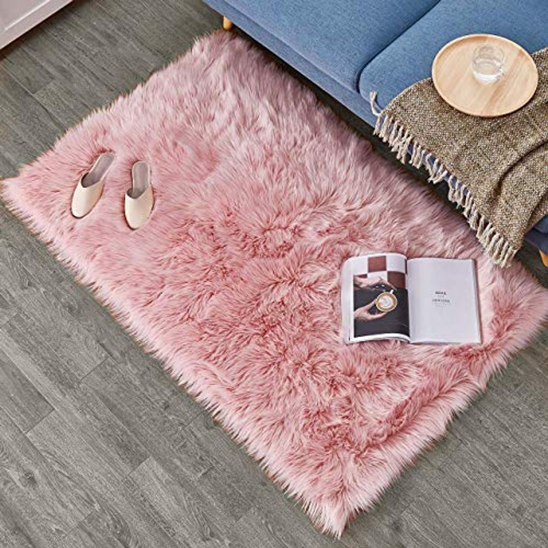 Producto HEQUN Falso Piel de Carnero Vellón Alfombra Elegante De Pelo Largo Mullida