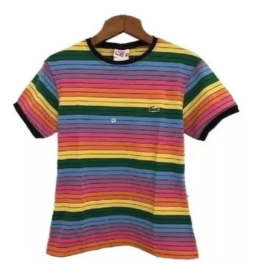 Social Camisa lacoste listras arco-íris 🤩