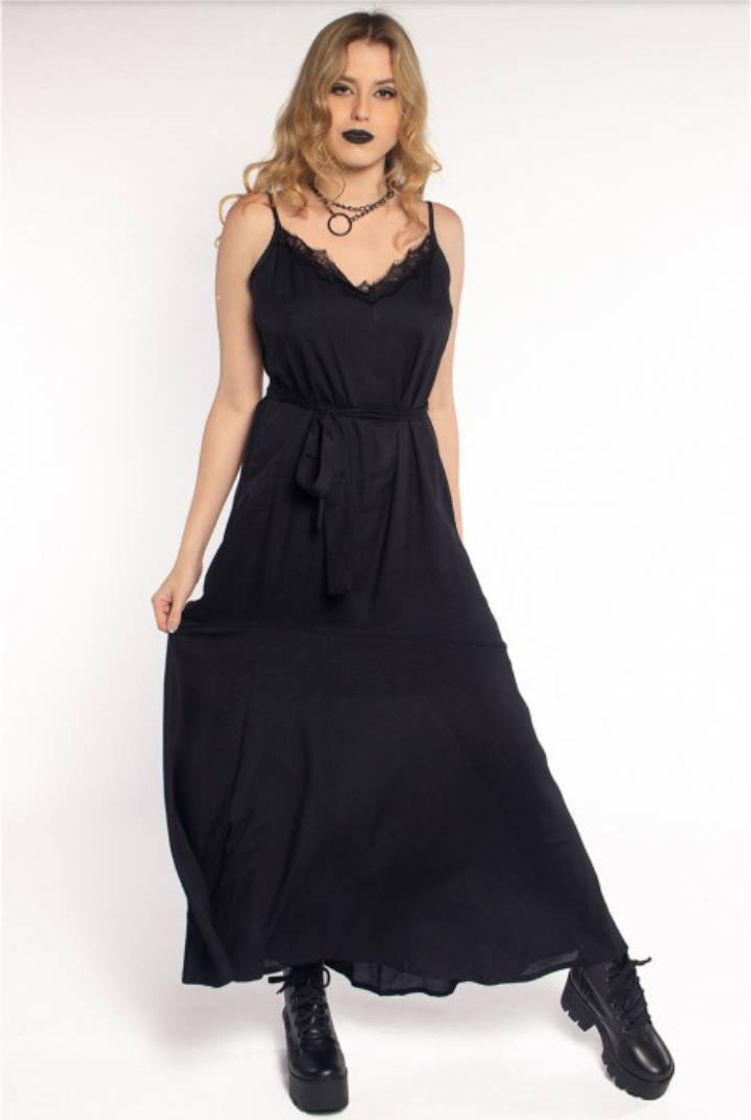 Moda Vestido Longo Preto Petunia

