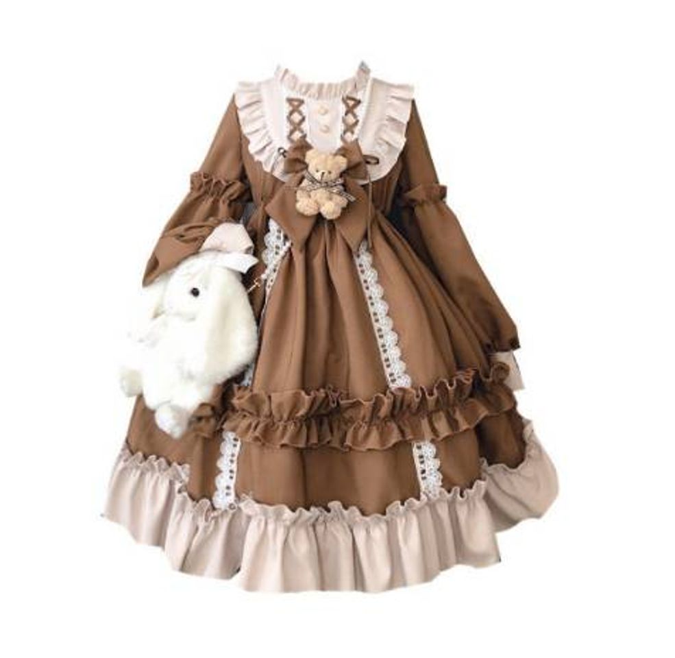 Fashion Vestido japonês lolita Kawaii com babado 🐻 