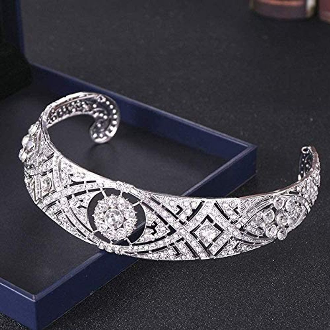 Moda Headwear Tiara Headpiece Hair Band Accesorios para el cabello para mujeres Novia Wedding Crown Headpiece Trendy Wedding Crown Pearl Crystal Crown Tocado torre Princess Crown Accesorios para el cabel