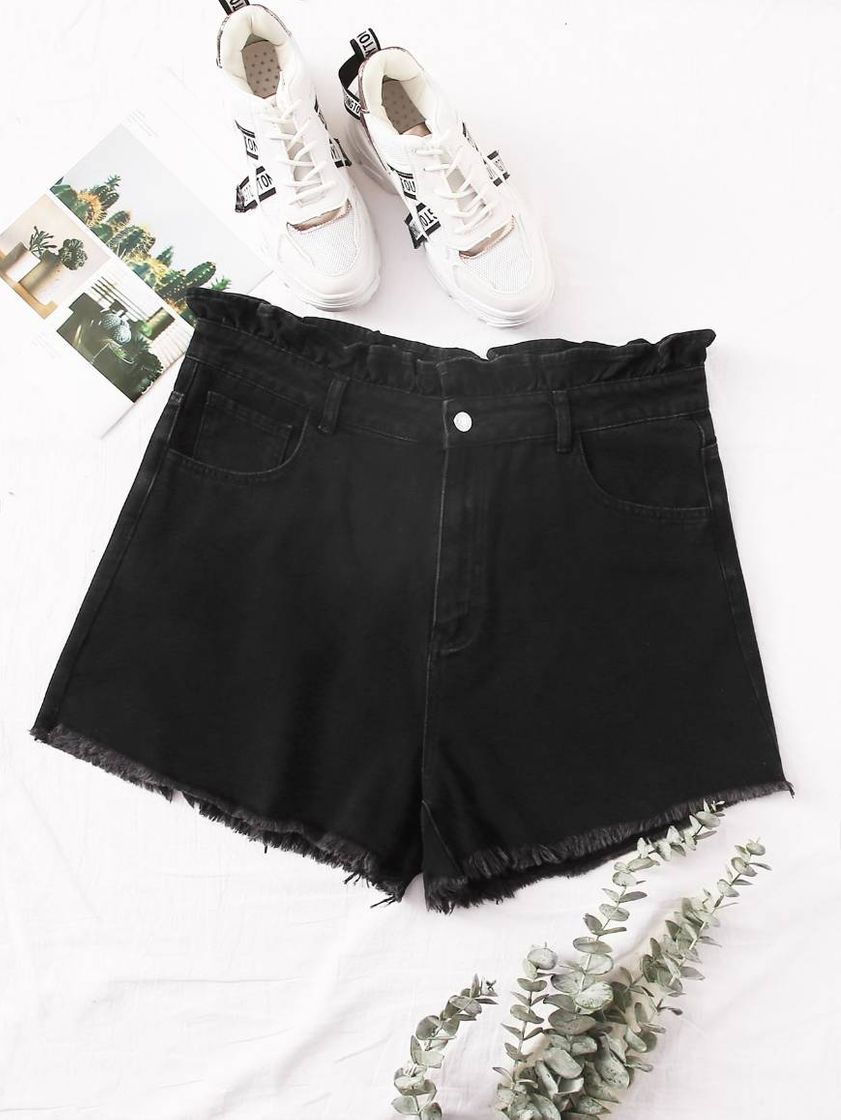 Moda Short preto plus size