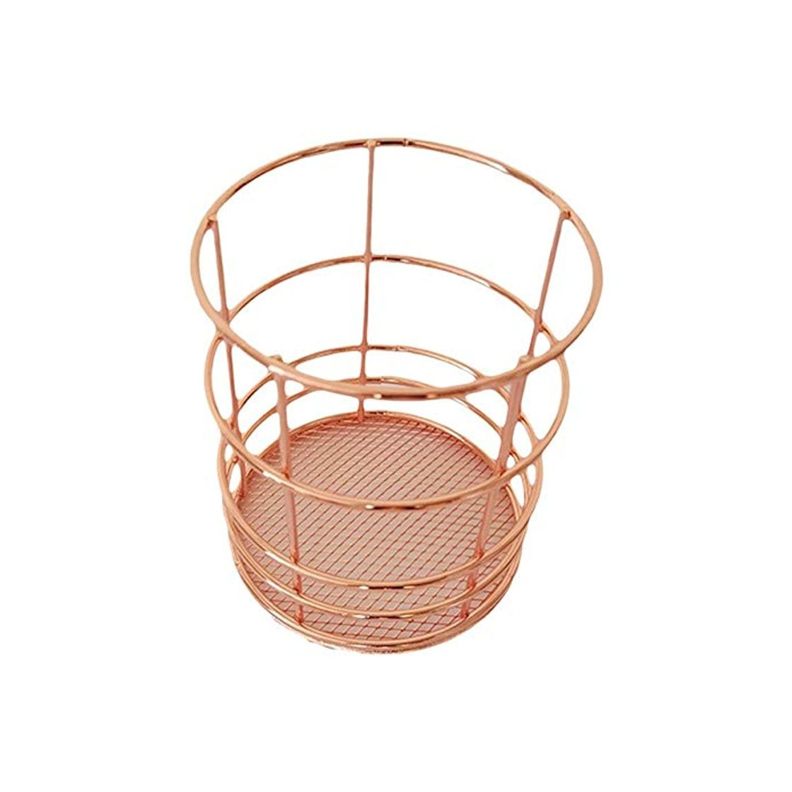 Producto Rose Gold Wire Net Pencil Holder Round Iron Mesh Pen Cup Stationery Organizer Desk Sorter For Office Home School   Golden