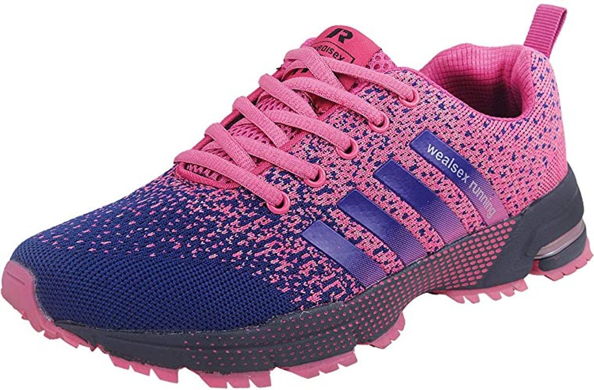 Social Air Zapatillas de Running para Hombre Mujer Zapatos para Correr y Asfalto Aire Libre y Deportes Calzado Unisexo Gray Pink 38