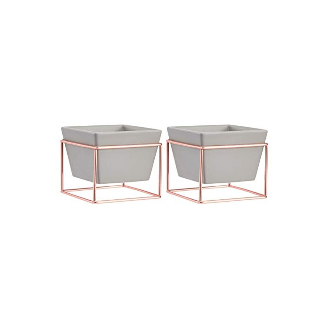 AmazonBasics - Macetero de mesa, cuadrado, gris