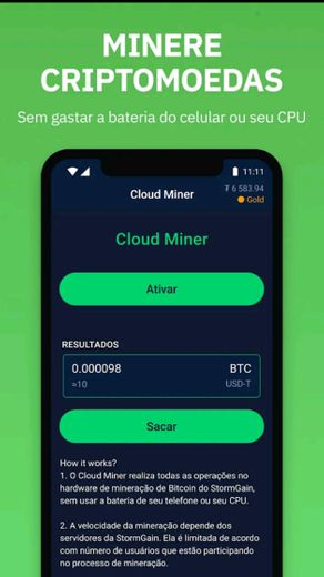 StormGain - mineração em Btc 