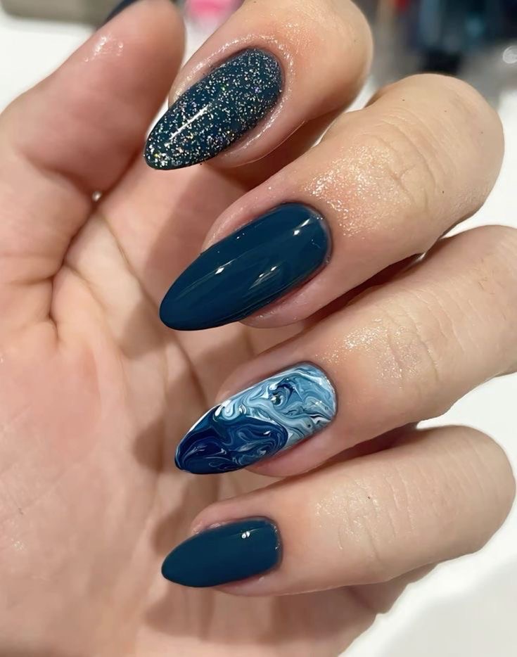 Social azul marinho/glitter/marmorizado