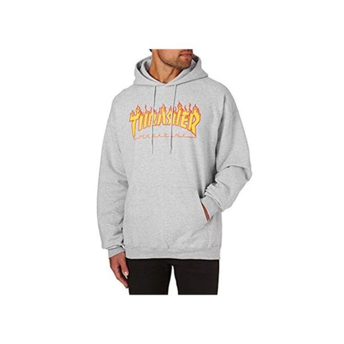 Fashion SUDADURA CON CAPUCHA THRASHER MAGAZINE FLAME LOGO GRIS - S