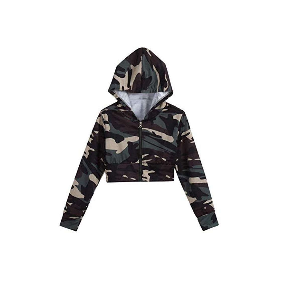 Product K-Youth Mujer Sudaderas Cortas, Moda Otoño Invierno Camuflaje Mujer Sudaderas con Capucha