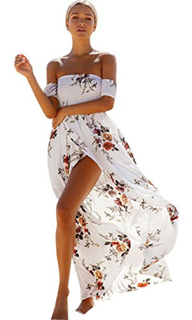 Social Manga Corta Escote Cuello Bardot Fruncido Frunces Cintura del Imperio Flor Flores