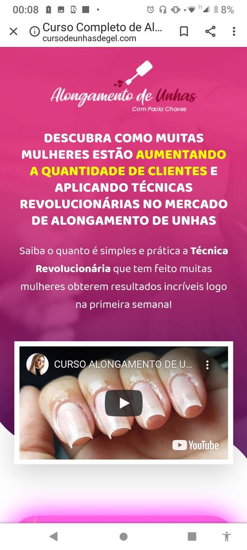 Producto Curso de alongamento de unhas