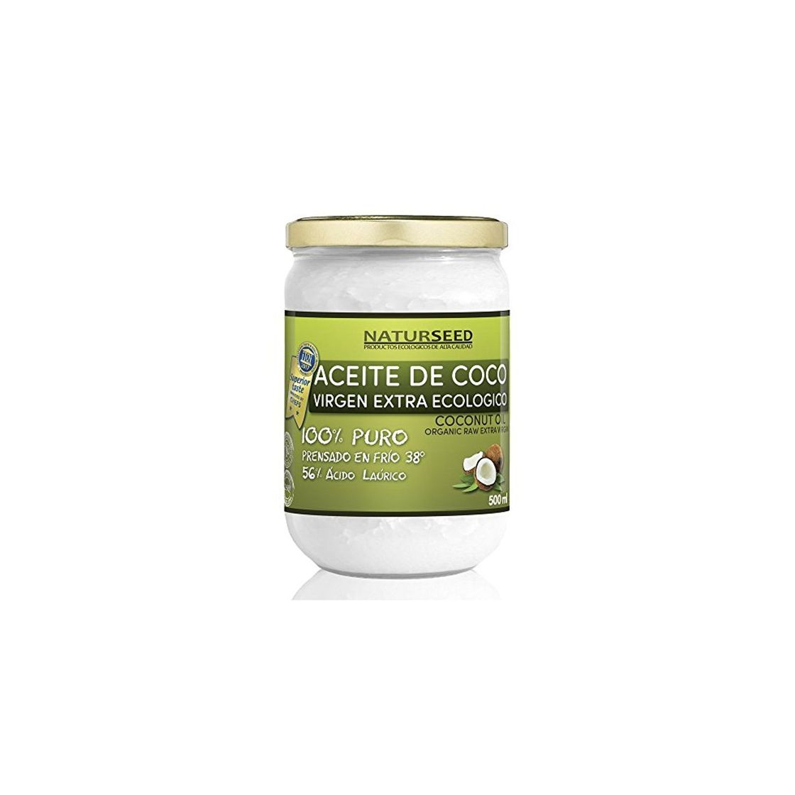 Social Naturseed - Aceite de coco Virgen Extra Orgánico - Para uso Estético, en Cocina y Masajes, 500 ml