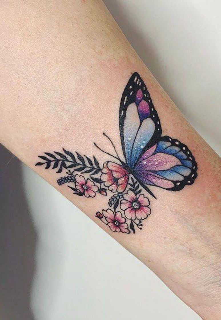 Fashion Tatoo borboleta colorida