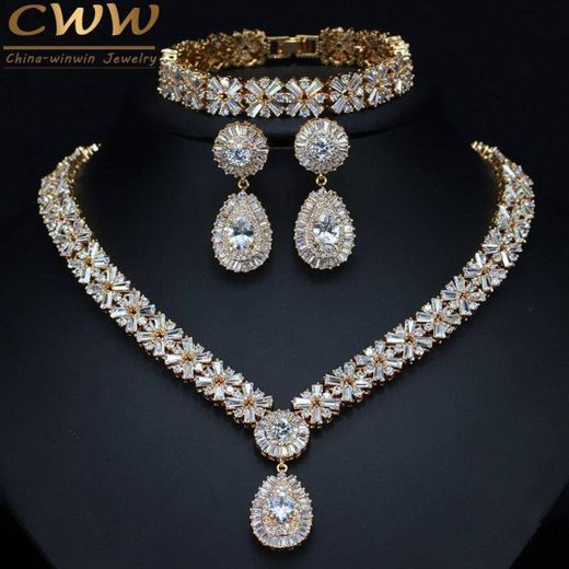 2020 CWWZircons Exclusive Dubai Gold Color Jewellery Luxury ...